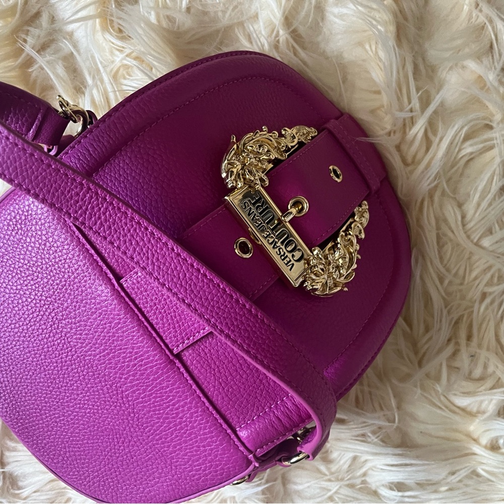 Versace Jeans Collection Purple Crossbody Bag with Elegant Gold Details